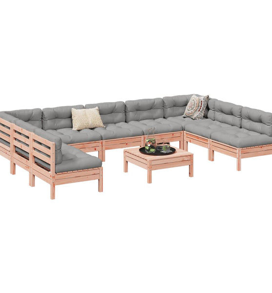 10-tlg. Garten-Sofagarnitur mit Kissen Massivholz Douglasie