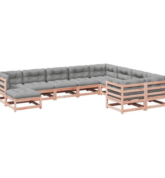 10-tlg. Garten-Sofagarnitur mit Kissen Massivholz Douglasie