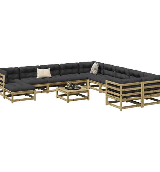12-tlg. Garten-Sofagarnitur Kiefernholz Imprägniert