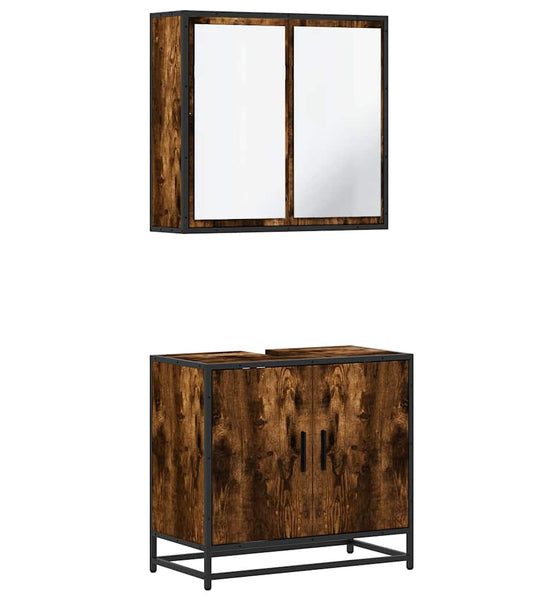 2-tlg. Badmöbel-Set Räuchereiche Holzwerkstoff