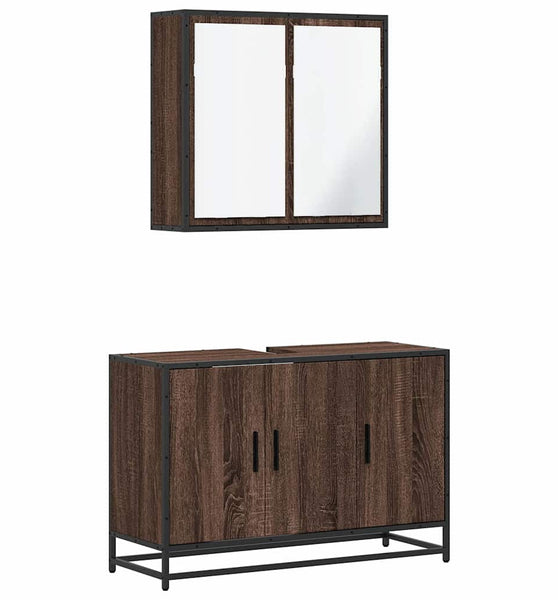 2-tlg. Badmöbel-Set Braun Eichen-Optik Holzwerkstoff