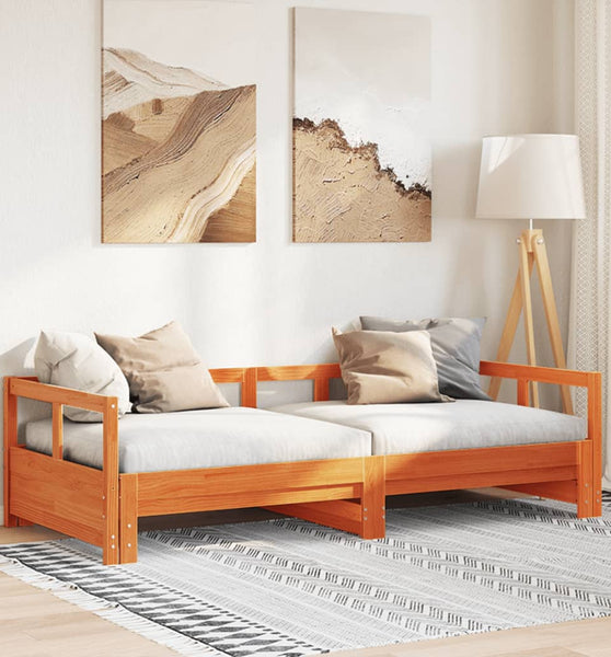 Tagesbett ohne Matratze Wachsbraun 90x190 cm Massivholz Kiefer