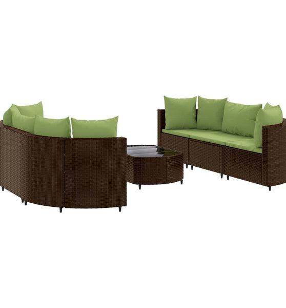 7-tlg. Garten-Sofagarnitur mit Kissen Braun Poly Rattan