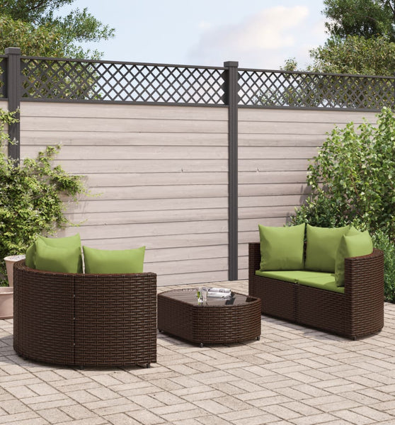 5-tlg. Garten-Sofagarnitur mit Kissen Braun Poly Rattan