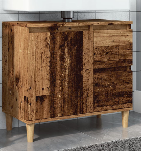 Waschbeckenunterschrank Altholz-Optik 65x33x60 cm Holzwerkstoff