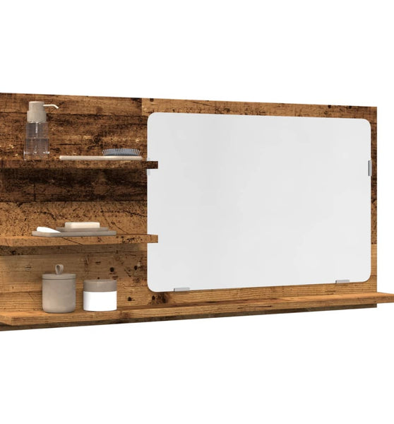 Badspiegel mit Ablagen Altholz-Optik 90x11x45 cm Holzwerkstoff