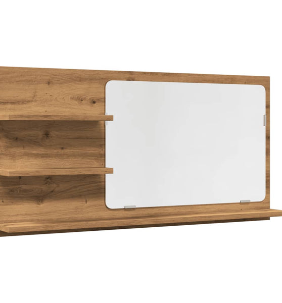 Badspiegel mit Ablagen Artisan-Eiche 90x11x45 cm Holzwerkstoff