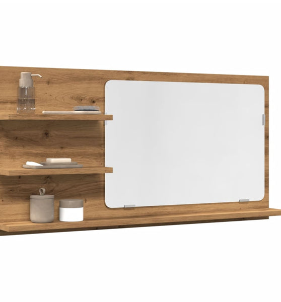 Badspiegel mit Ablagen Artisan-Eiche 90x11x45 cm Holzwerkstoff