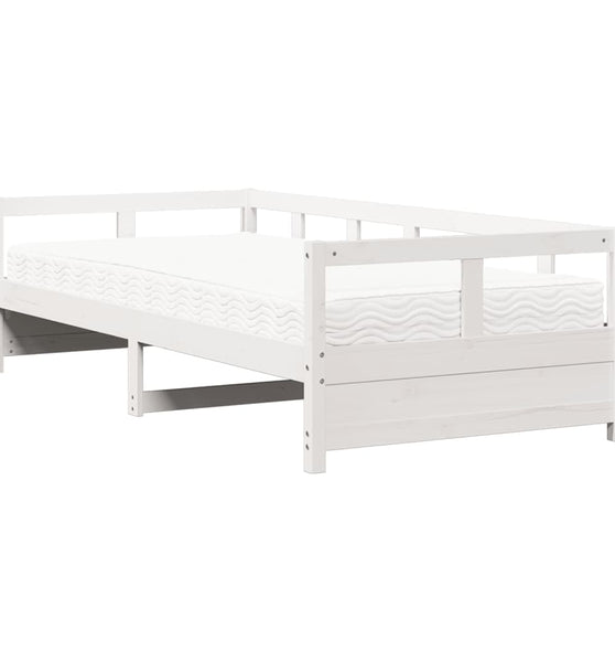 Tagesbett mit Matratze Weiß 80x200 cm Massivholz Kiefer