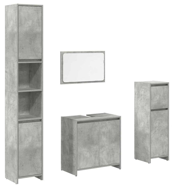 4-tlg. Badmöbel-Set Betongrau Holzwerkstoff