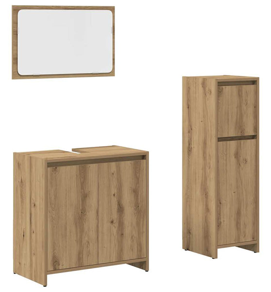 3-tlg. Badmöbel-Set Artisan-Eiche Holzwerkstoff