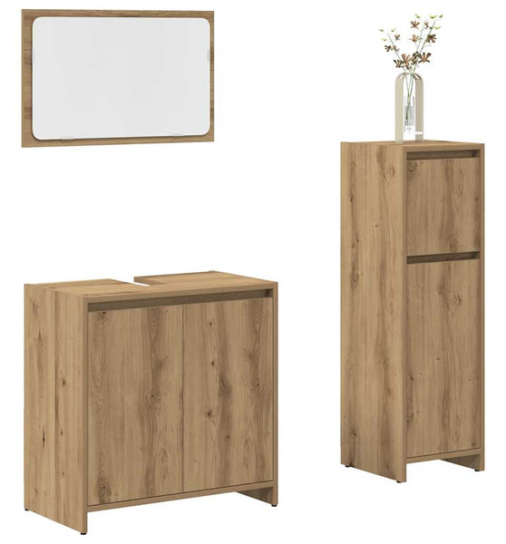 3-tlg. Badmöbel-Set Artisan-Eiche Holzwerkstoff