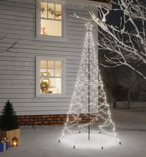 LED-Weihnachtsbaum mit Metallstange 500 LEDs Kaltweiß 3 m
