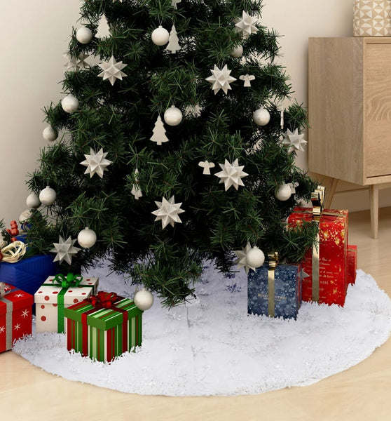 Luxus-Weihnachtsbaumdecke Weiß 90 cm Kunstpelz
