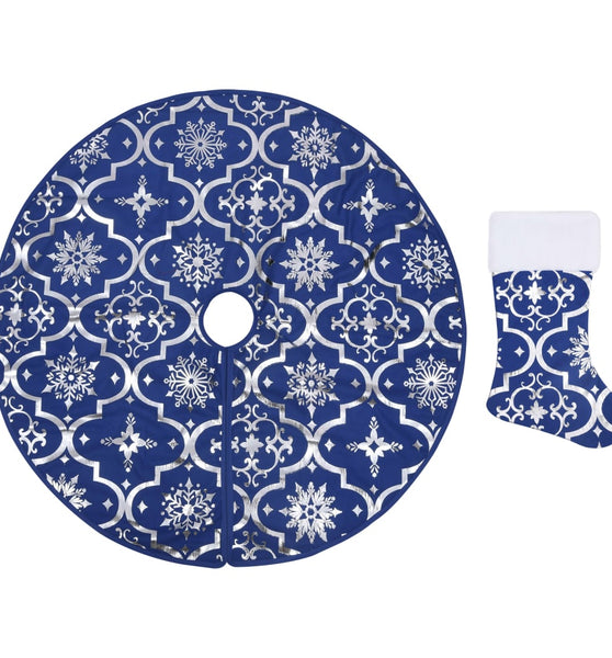 Luxus-Weihnachtsbaumdecke mit Socke Blau 90 cm Stoff
