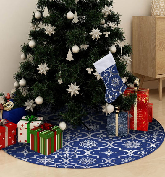 Luxus-Weihnachtsbaumdecke mit Socke Blau 122 cm Stoff