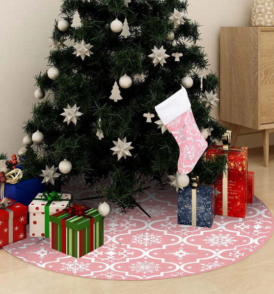 Luxus-Weihnachtsbaumdecke mit Socke Rosa 90 cm Stoff