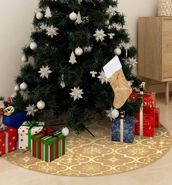 Luxus-Weihnachtsbaumdecke mit Socke Gelb 90 cm Stoff