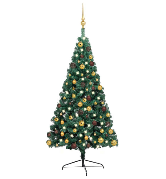 Künstlicher Halb-Weihnachtsbaum Beleuchtung Kugeln Grün 240 cm