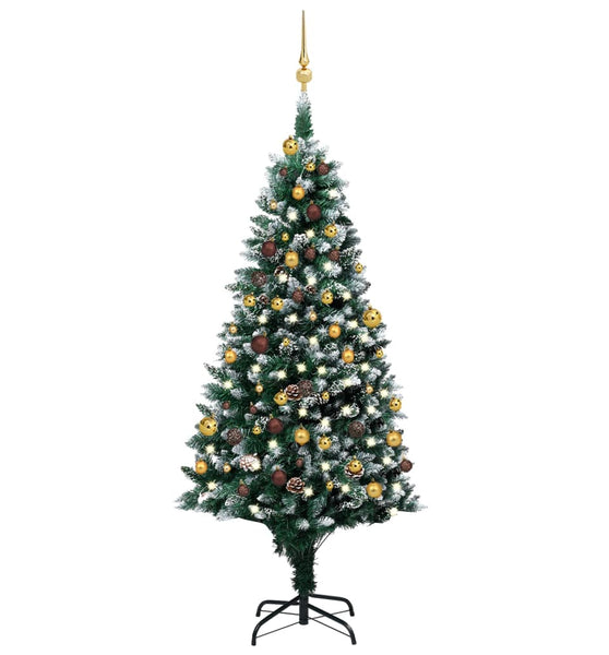 Künstlicher Weihnachtsbaum mit Beleuchtung Kugeln Zapfen 180 cm