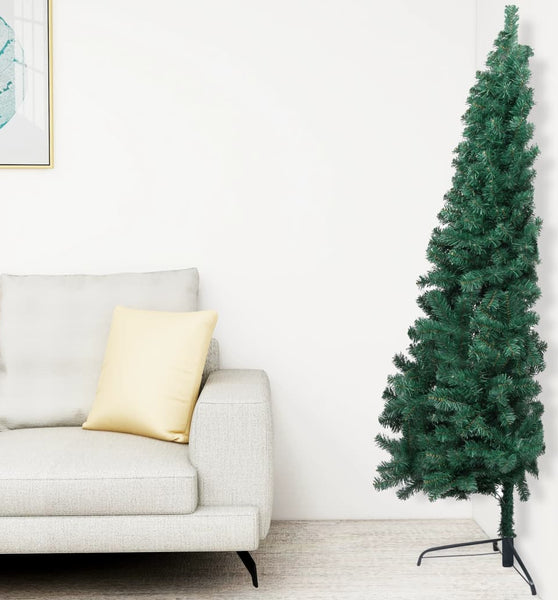 Künstlicher Halb-Weihnachtsbaum Beleuchtung Kugeln Grün 240 cm