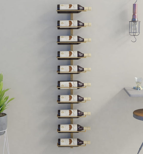 Wand-Weinregal für 10 Flaschen Golden Metall
