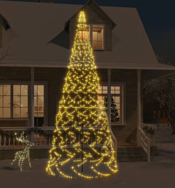 LED-Weihnachtsbaum für Fahnenmast Warmweiß 1400 LEDs 500 cm