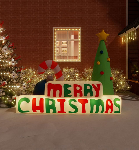 Aufblasbare Weihnachtsdekoration Merry Christmas mit LEDs 197cm