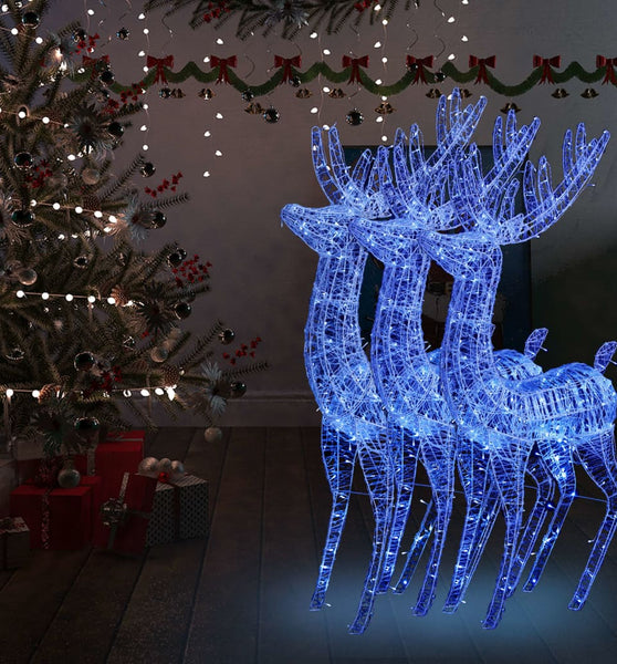 XXL Rentiere Weihnachtsdekoration Acryl 250 LED 3 Stk. 180 cm