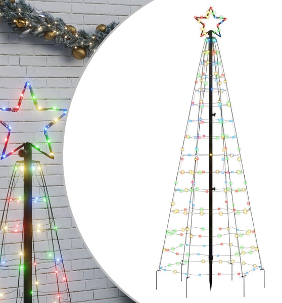 LED-Weihnachtsbaum mit Erdspießen 220 LEDs Mehrfarbig 180 cm