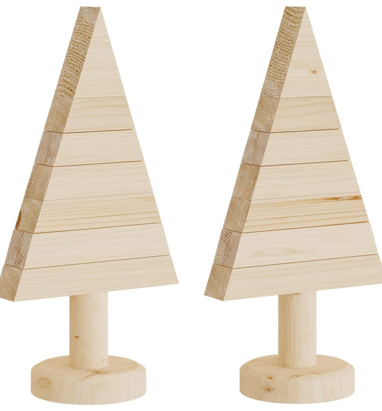 Deko-Weihnachtsbäume 2 Stk. Holz 30 cm Massivholz Kiefer