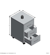 FMD Schubladenschrank auf Rollen Sandeiche Hochglanz-Weiß
