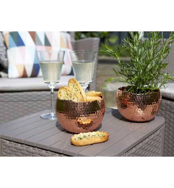 Keter Garten-Beistelltisch Luzon Rattan-Optik Rund Cappuccino-Braun