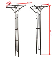 Gartenbogen Metall 114x66x232 cm Schwarz