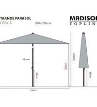 Madison Sonnenschirm Corsica 200x250 cm Grau