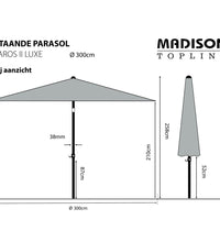 Madison Sonnenschirm Paros II Luxe 300 cm Grau