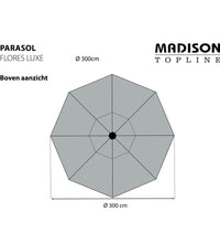 Madison Sonnenschirm Flores Luxe 300 cm Rund Hellgrau