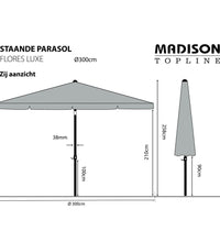 Madison Sonnenschirm Flores Luxe 300 cm Rund Ziegelrot