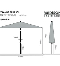 Sonnenschirm Tenerife 300 cm Rund Grau