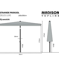 Madison Sonnenschirm Delos Luxe 300x200 cm Grau PAC5P014