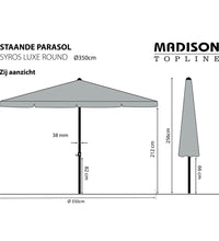 Madison Sonnenschirm Syros Luxe 350 cm Rund Taupe