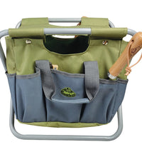 Gartengeräte-Tasche und Hocker Grau GT85