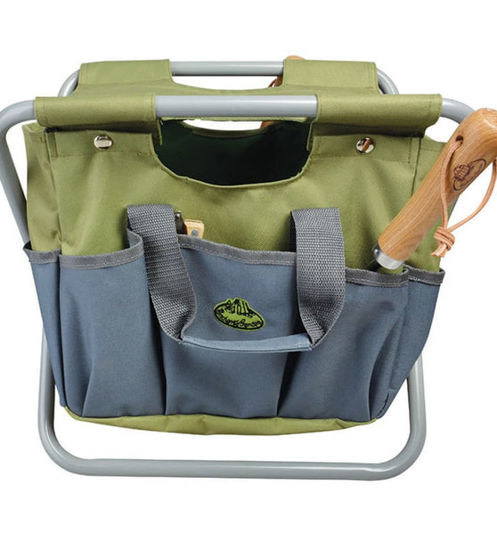 Gartengeräte-Tasche und Hocker Grau GT85