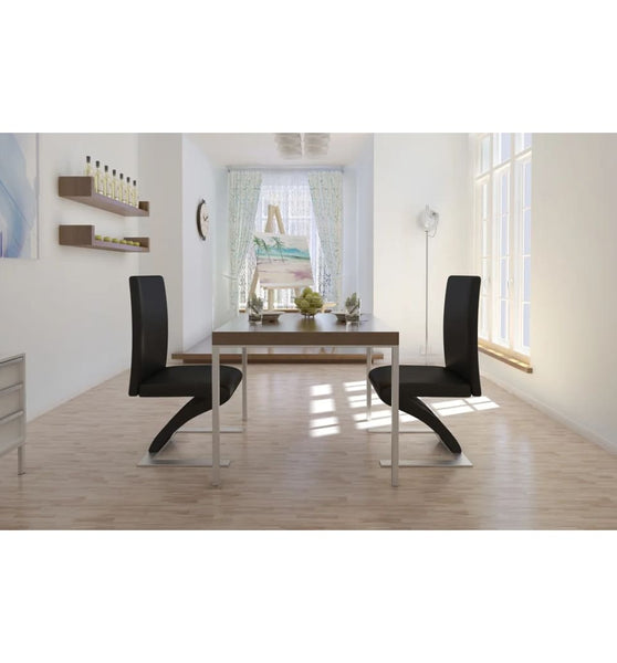 Esszimmerstühle 2 Stk. Schwarz Kunstleder