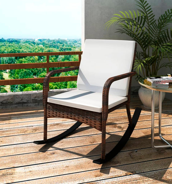 Garten-Schaukelstuhl Braun Poly Rattan