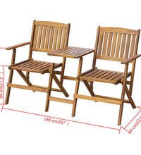 Gartenbank Klappbar mit Teetisch 140 cm Massivholz Akazie