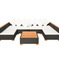 7-tlg. Garten-Lounge-Set mit Auflagen Poly Rattan Schwarz
