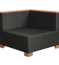 10-tlg. Garten-Lounge-Set mit Auflagen Poly Rattan Schwarz