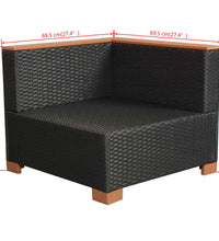 10-tlg. Garten-Lounge-Set mit Auflagen Poly Rattan Schwarz