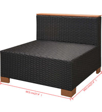 10-tlg. Garten-Lounge-Set mit Auflagen Poly Rattan Schwarz